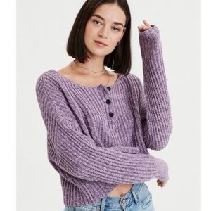 American Eagle Purple Cropped Sweater